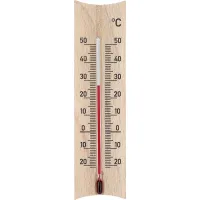 Termometr pokojowy drewniany (-20 do +50°C), jasny brąz, 15 cm