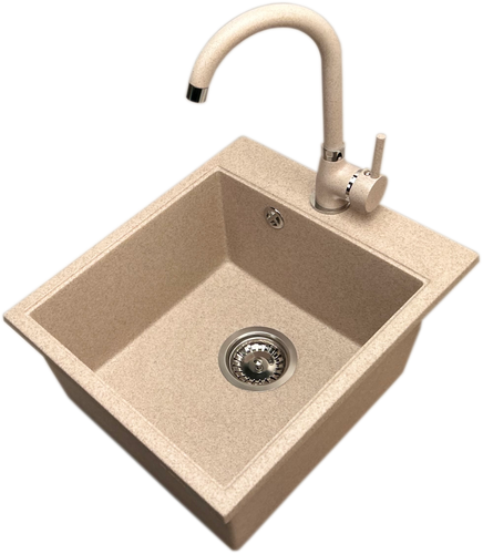 Zlewozmywak jednokomorowy COBALT beż + bateria NOON na Arena.pl