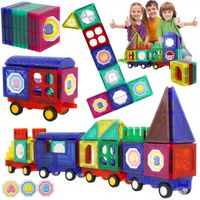 KLOCKI MAGNETYCZNE KONSTRUKCYJNE 3D EDUKACYJNE DUŻE PŁYTKI PANELE 72 elem.