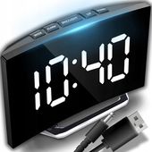 ZEGAR ELEKTRONICZNY BUDZIK LUSTRO STOJĄCY WYŚWIETLACZ LED TERMOMETR