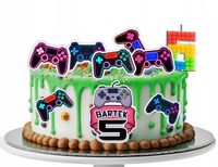 OPŁATEK ZESTAW URODZINOWY POSTACIE NA TORT - GAMER PAD GRACZ FAN GRY + IMIĘ