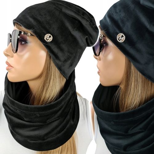 CIEPŁY KOMPLET CZAPKA + KOMIN damski szal - KOLORY na Arena.pl