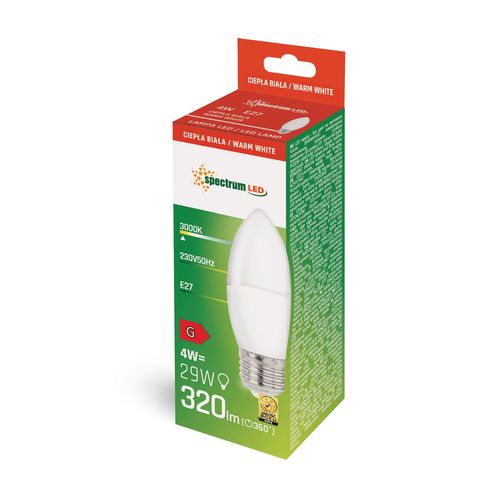 LED ŚWIECOWA E-27 230V 4W WW SPECTRUM na Arena.pl
