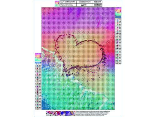 KOLOROWE SERCE NA PLAŻY  HAFT na Arena.pl