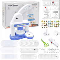 86 sztuk Badges Maker Machine Kit, z 3 kształtami odznak, niebieski