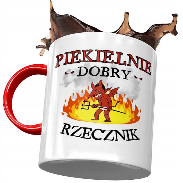 Kubek Czerwony Dla Rzecznika Piekielnie Dobry Z Nadrukiem Ze Zdjęciem zdjęcie 1