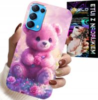 ETUI DO OPPO RENO5 4G 5G - SŁODKI MIŚ NA RÓŻOWYM TLE, CASE + SZKŁO