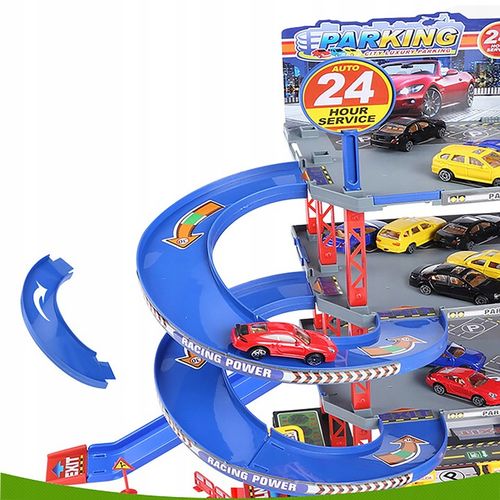 Duży parking garaż wielopoziomowy Tor Winda 4 Autka Helikopter na Arena.pl