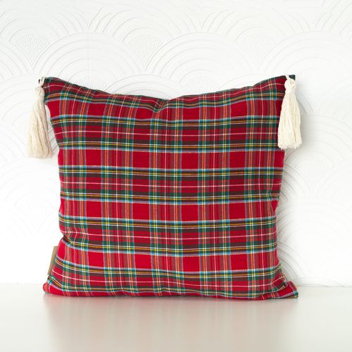 Poszewka Świąteczna KRATA CZERWONA Boże Narodzenie Chwosty 40x40cm na Arena.pl