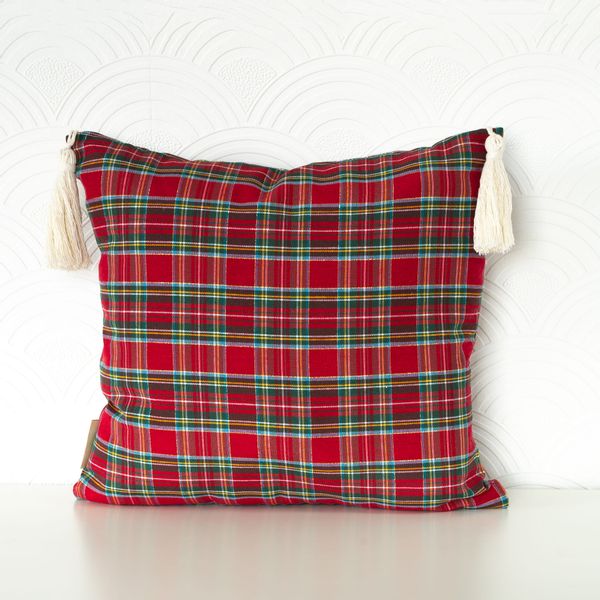 Poszewka Świąteczna KRATA CZERWONA Boże Narodzenie Chwosty 40x40cm zdjęcie 2