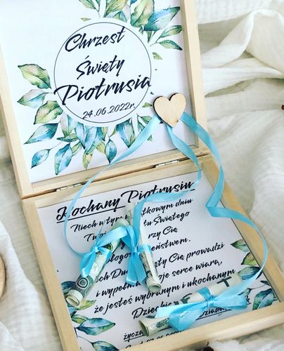 Pamiątka Chrztu Świętego pudełko na pieniądze na Arena.pl