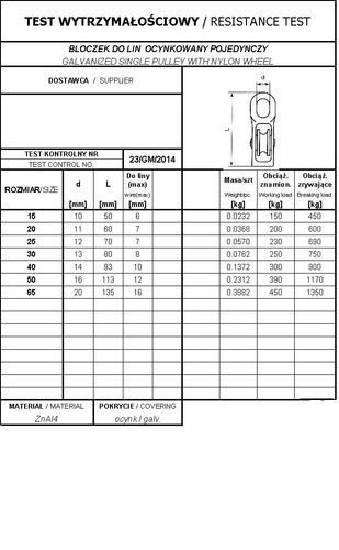bloczek do lin stały pojedyńczy 40mm - bl40 poj na Arena.pl