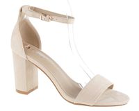 Sandały zamszowe na słupku 8,5 cm. zakryta pięta beżowe Rozmiar obuwia - 41, Długość wkładki [cm]: - 26,50 cm.