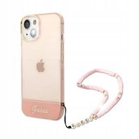 GUESS IPHONE 14 PLUS TRANSLUCENT PEARL STRAP GUHCP14MHGCOHP RÓŻOWY/PINK
