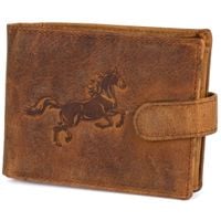 Portfel skórzany męski z tłoczeniem koń Bellugio - wielbłądzi