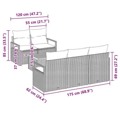 Zestaw Sof na Ogród 6 pcs beżowo-jasnoszary na Arena.pl