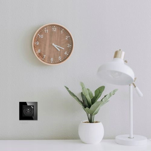 Gniazdko pojedyncze SZKLANE 230V KONTAKT z BOLCEM uziemieniem CZARNE na Arena.pl