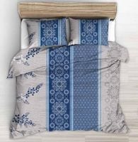 Pościel z kory 160x200 granatowe szare pionowe pasy