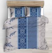 Pościel z kory 160x200 granatowe szare pionowe pasy