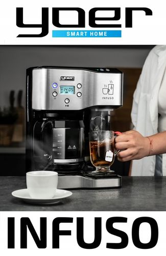Ekspres przelewowy kawy 2w1 Yoer 1900W +Dystrybutor wody na herbatę +Timer na Arena.pl