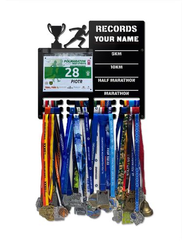 Wieszak na medale i numery startowe REKORDY BIEGOWE RUN twoje imię 73.1 na Arena.pl