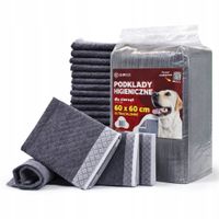2X MATY PODKŁADY DLA PSA 60x60cm 100 SZTUK CZARNE WĘGIEL AKTYWNY WORKI GRAT