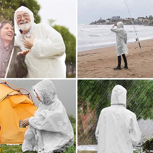 Płaszcz przeciwdeszczowy długi ponczo białe 3szt na Arena.pl