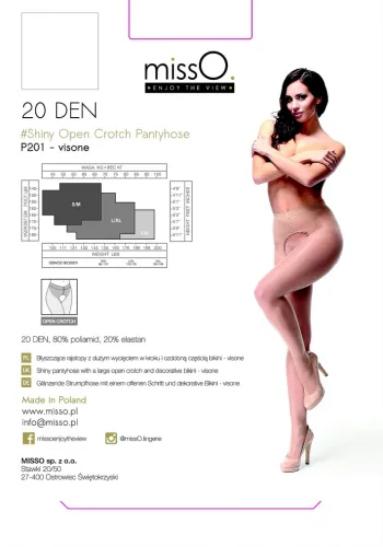 misso p201 rajstopy z otwartą strefą beżowe s/m z połyskiem na Arena.pl