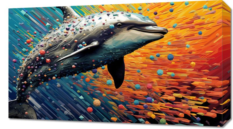 Obraz 70x40cm Delfin w Palecie Barw zdjęcie 1