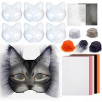 6 szt Maski Puste Do Malowania Maska dla kota z futerkiem i siatką na oczy