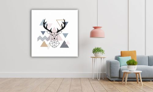 OBRAZ NA PŁÓTNIE 026 Geometryczny jelonek 70x70cm na Arena.pl