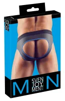 svenjoyment jockstrap z zamkiem, otwarty tył, czarno-niebieski s