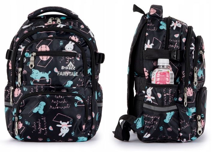 Plecak TORNISTER szkolny dziecięcy pojemny wzory czarny Klasy 1-3 Odblaski zdjęcie 2