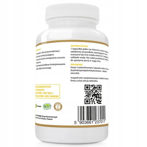 WITAMINA C 1000mg KWAS L-ASKORBINOWY WEGE 120 kaps zdjęcie 5