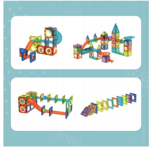 KLOCKI MAGNETYCZNE ŚWIECĄCY TOR KULKOWY 110 ELEMENTÓW KULODROM ZESTAW na Arena.pl