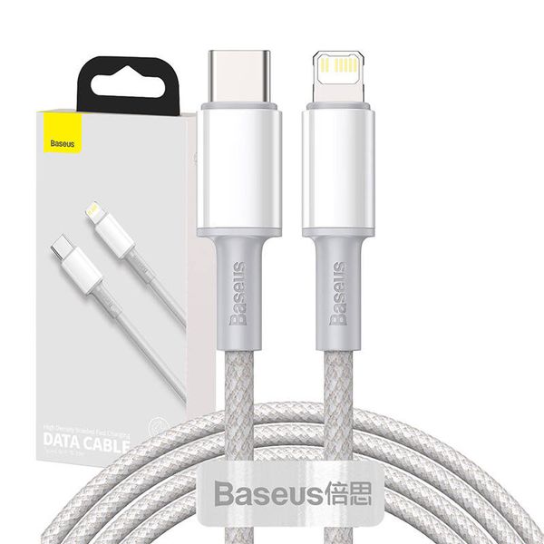 kabel usb-c do lightning baseus high density braided, 20w, pd, 2m (biały) zdjęcie 7