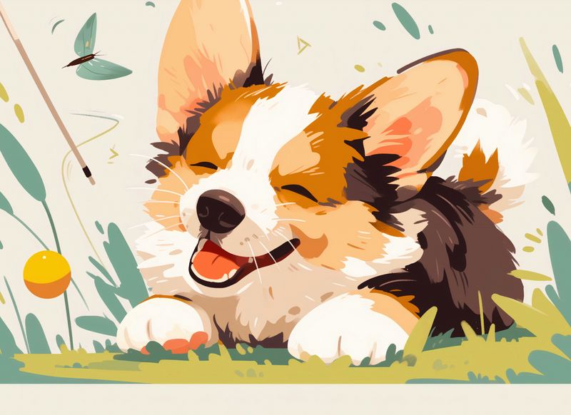 Plakat 55x40cm Beztroski Corgi zdjęcie 1