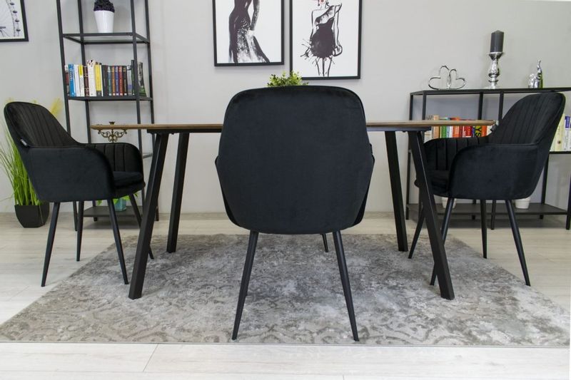 Krzesło LUGO - aksamit czarny / nogi czarne x 2 zdjęcie 10