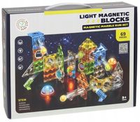 Klocki Magnetyczne Konstrukcyjne Świecące Tor Kulkowy Kulodrom Panele 69 el