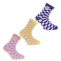 Skarpetki Dziewczęce Bawełniane Krateczka Kolorowe Długie 3-PAK MORAJ 27-30
