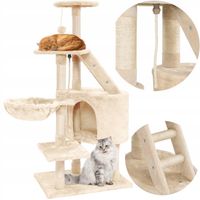 DRAPAK DLA KOTA WIEŻA LEGOWISKO DOMEK Z ZABAWKAMI BEŻOWY DUŻY XXL 120 cm