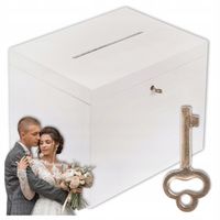 Pudełko Skrzynka na Koperty Ślubne Wesele Ślub Biała Drewniana Pamiątka