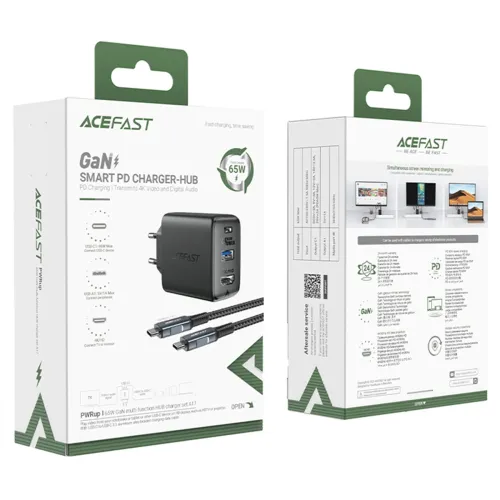 acefast 2w1 ładowarka sieciowa gan 65w usb typ c / usb, adapte na Arena.pl