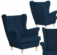 Fotel uszak skandynawski welur Hunter Family Meble granatowy