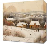 Obraz 40x40cm Wioska Otulona Śniegiem