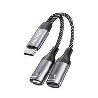 2w1 adapter przejściówka rozdzielacz usb-c na zasilanie i słuchawki - szary
