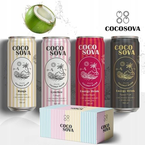 Cocosova Zestaw Degustacyjny nr2 – 4 Smaki Wody Kokosowej | 12 Puszekx320ml na Arena.pl