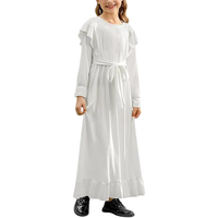 Sukienka maxi dla dziewczynki długi rękaw falbanka biała pasek 5-6 lat