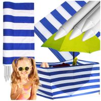 Parawan plażowy 12m na plażę zasłona paski UV granatowe pasy metalowe kołki