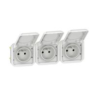 Nowe Plexo - Gniazdo 3x2P+Z poziome, mechanizm 16A - 250V~- białe - Legrand 069644L